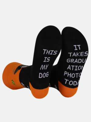 Dapper Dog Socks: "This is My Dog, It Takes Graduation Photo Today" Design Socks