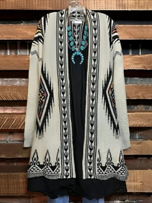 Bohemian Open Front Tribal Pattern Sweatshirt - Eclectic Graphic Cardigan
