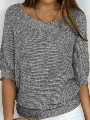 Chic Solid Color Round Neck Knit Sweater - Your Cozy Wardrobe Essential