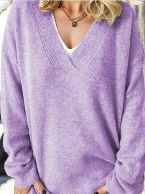 Classic Comfort V-Neck Solid Color Sweatshirt - Timeless Style
