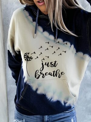 Inspirational Just Breathe Dandelion Hooded Sweatshirt