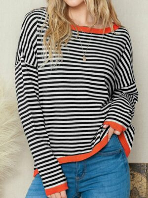 Trendy Striped Crewneck Sweatshirt - Casual Multi-Color Style