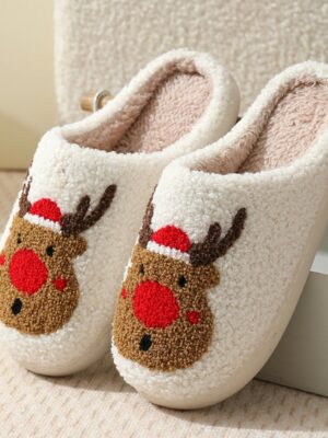 Christmas Slippers Cute and Funny Christmas Tree Embroidered Slippers